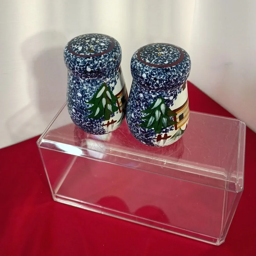 Blue and Gold Glitter Salt and Pepper Shakers